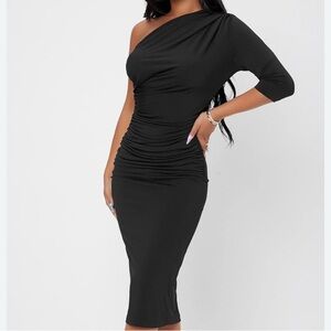 SHEIN Chic Black One-Shoulder Dress